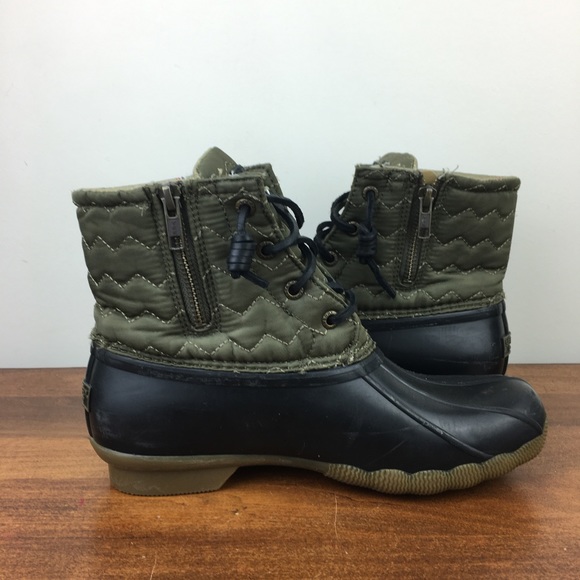 Sperry Women's Saltwater Duck Boots Green Quilted Size 7 Side Zip STS84369. - Picture 8 of 14